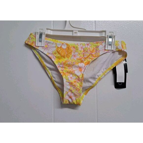 California Waves Junior's Printed Bikini Swimsuit Yellow Size X-Small - Picture 1 of 10